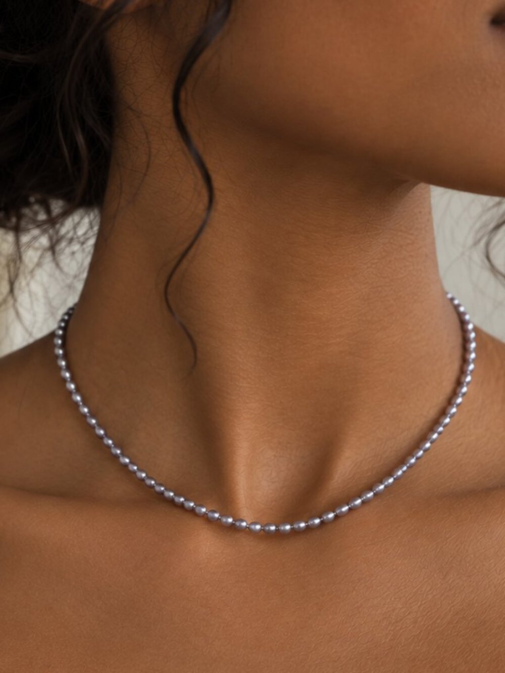 Gray Freshwater Pearl Necklace 4mm Dainty Pearl Choker